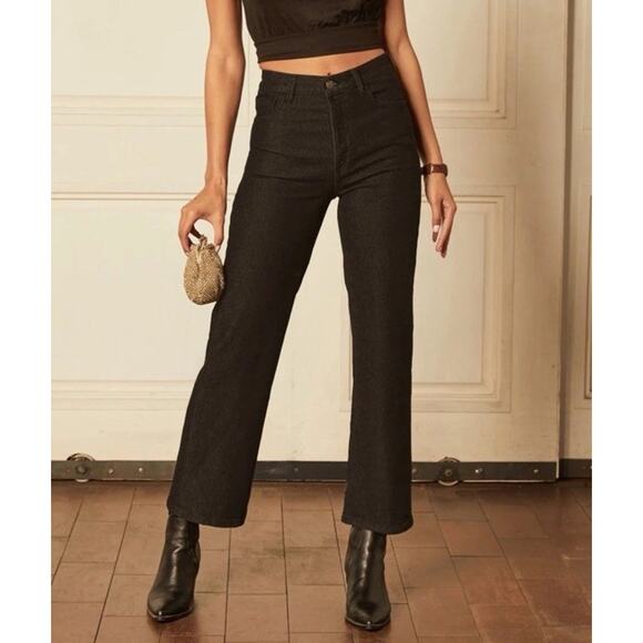 Boyish The Mikey High Rise Wide Leg Jean Black Beauty Womens Size 29 Button Fly - Picture 1 of 12